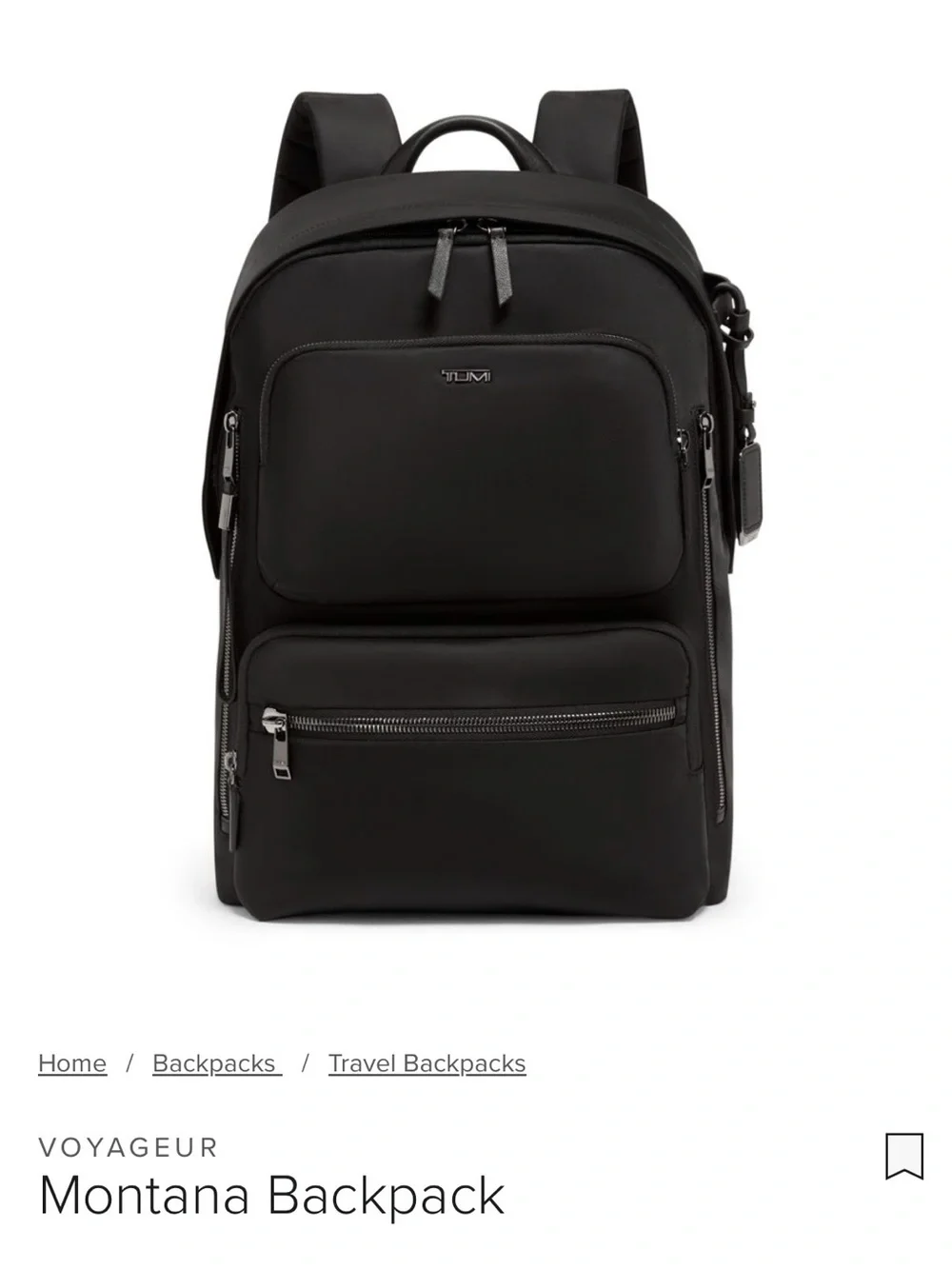 Tumi Black Nylon Travel & Commute Backpack karenscompany.com display picture 2